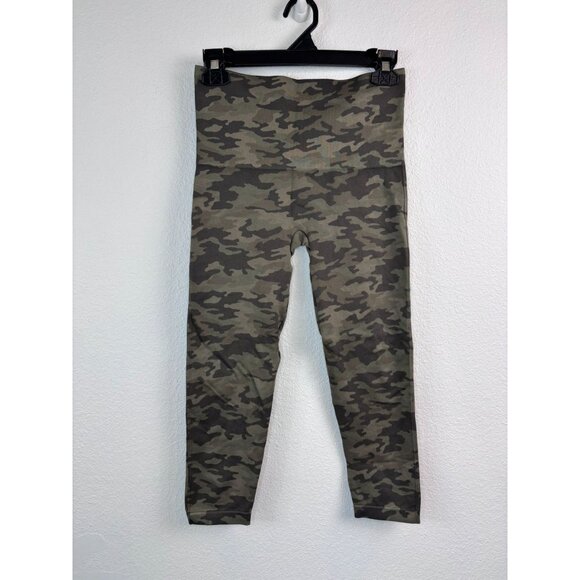 Spanx women's size XL green camouflage cropped slimming tummy control leggings - Picture 1 of 5